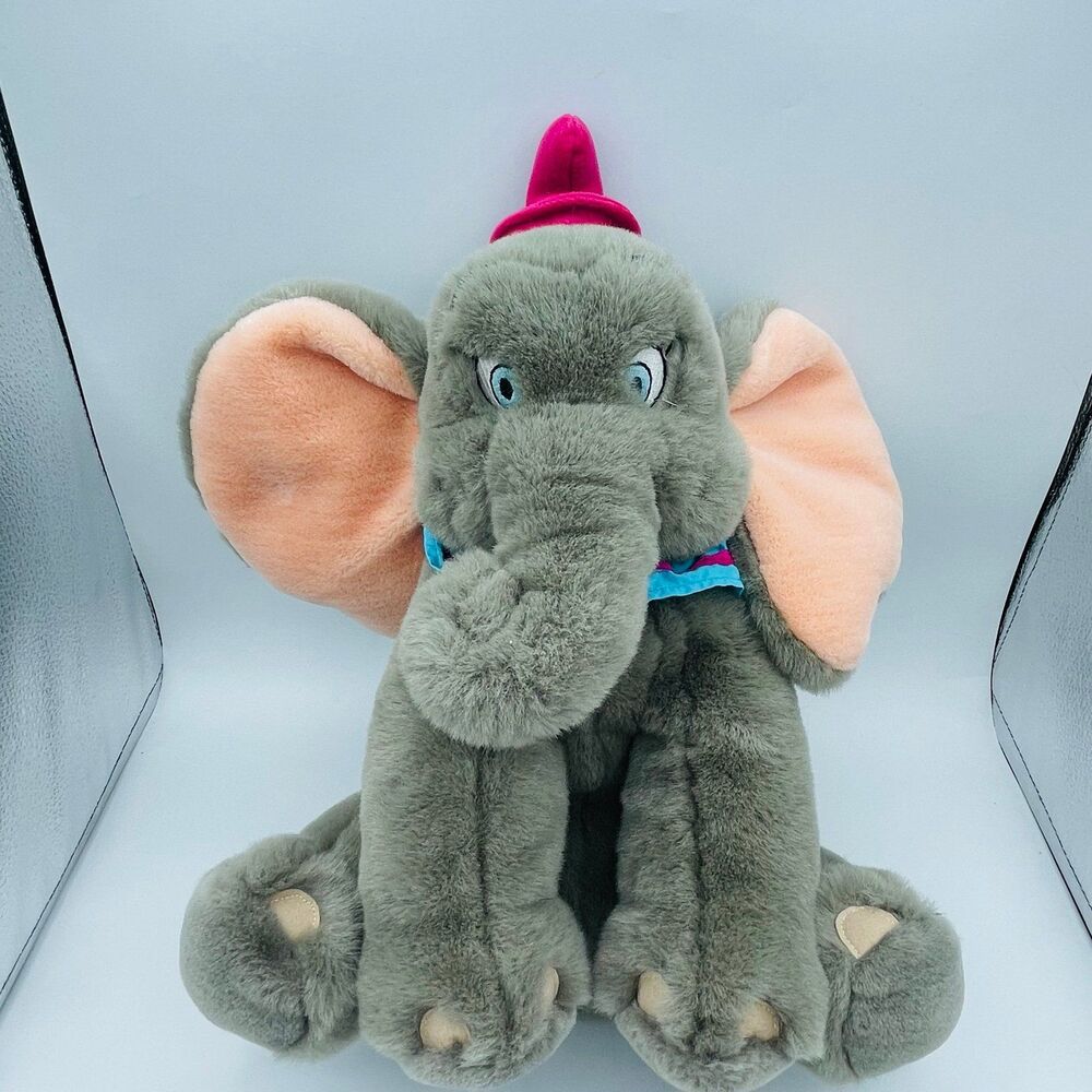 Disney Plush DUMBO the Elephant Soft Plush Stuffed Toy Red Hat & Clown Collar
